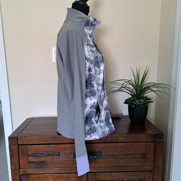 Mondetta Active Jacket Full Zip Stretch Performance Top Medium Grey Purple - Picture 3 of 13